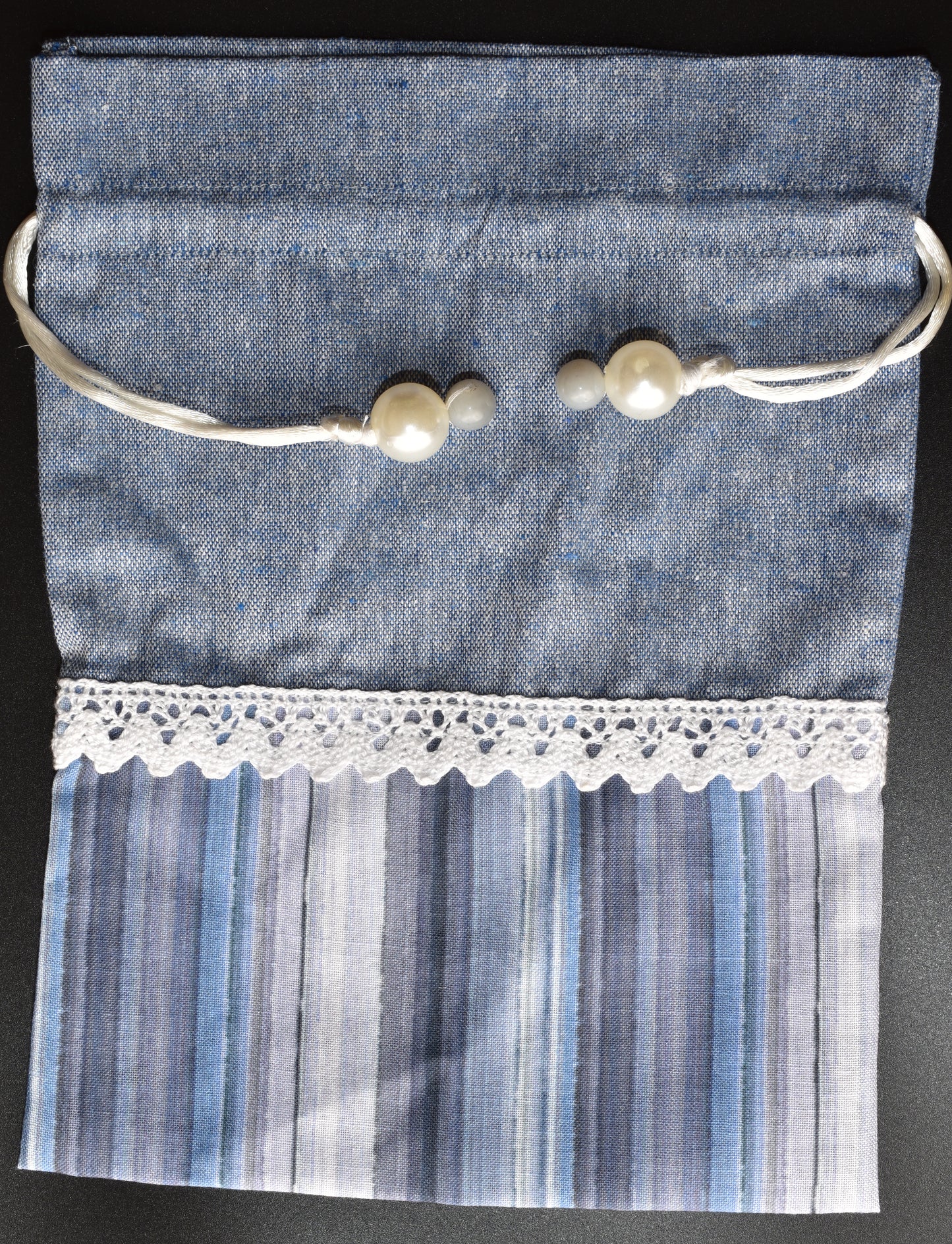 Blue Stripe Lace Potli