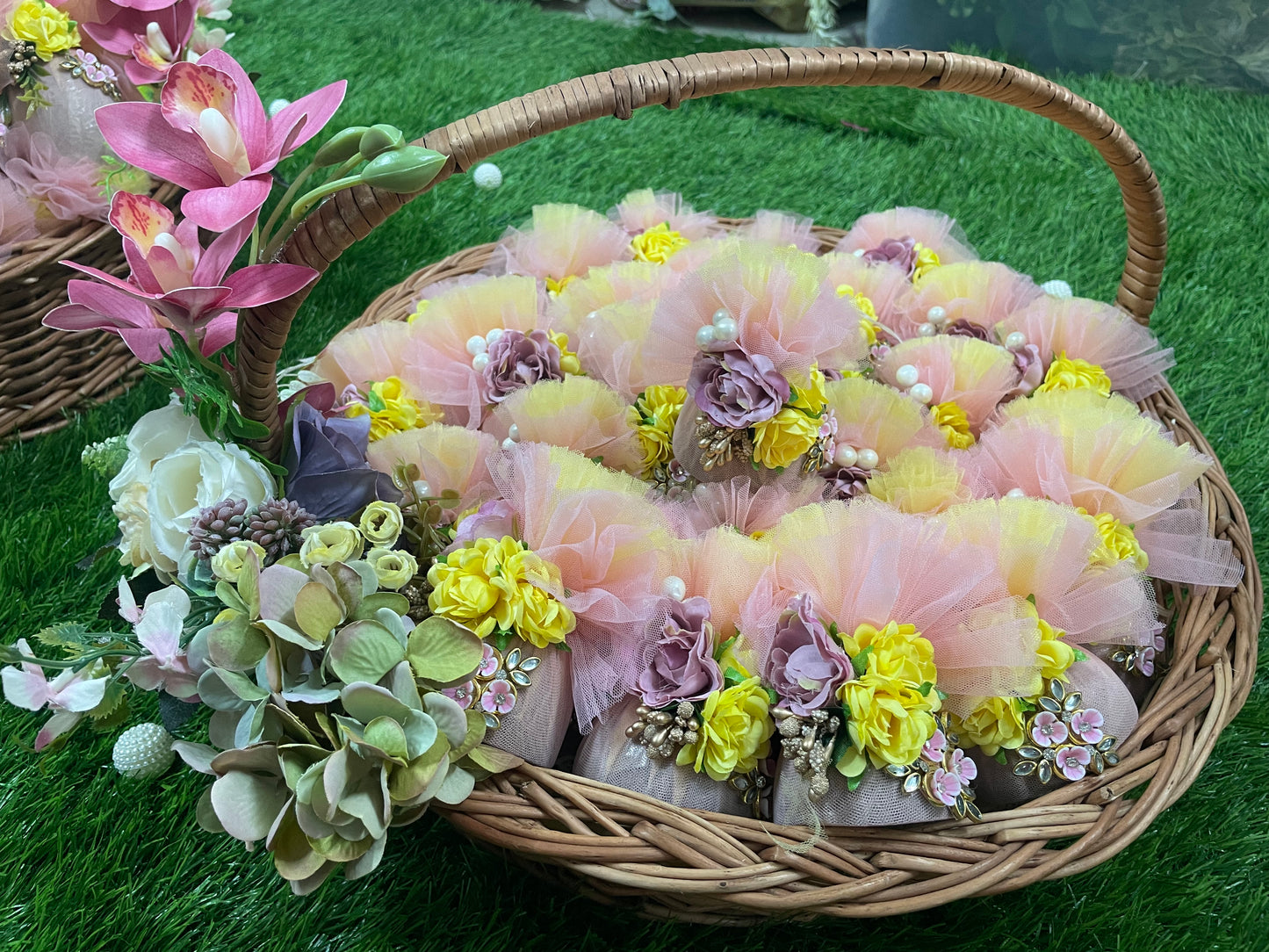 Pink & Yellow Festive Gut Basket