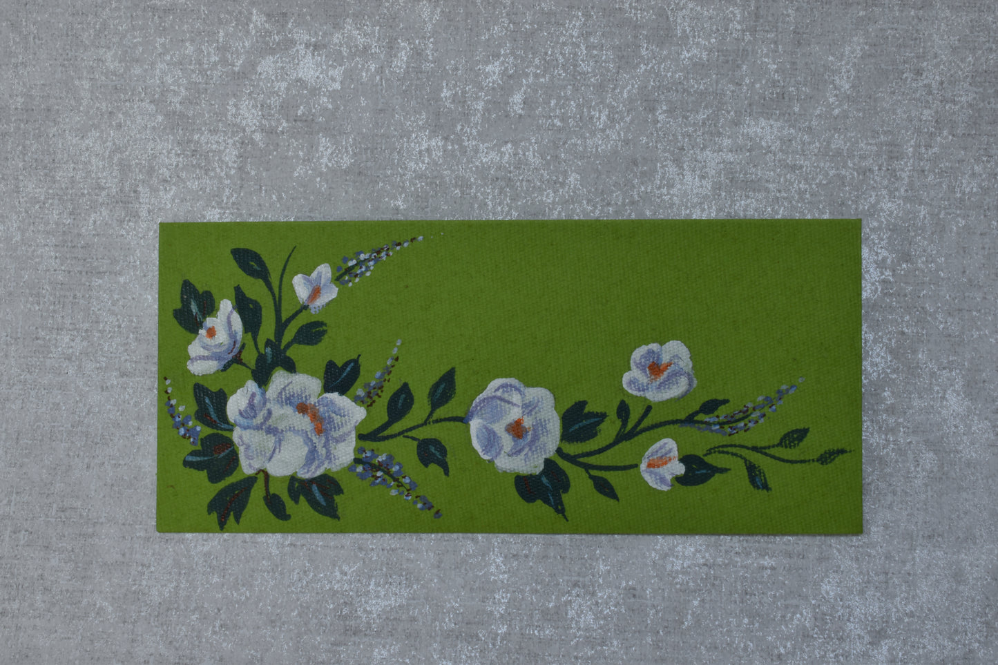 Olive Green White Rose Branch Envelope