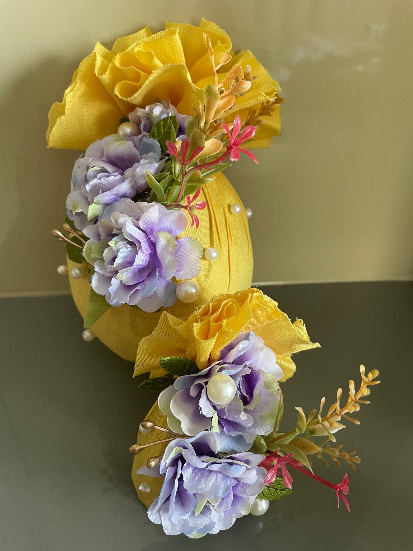 Rani Pink & Yellow Floral Ruffle Gut Nariyal Set