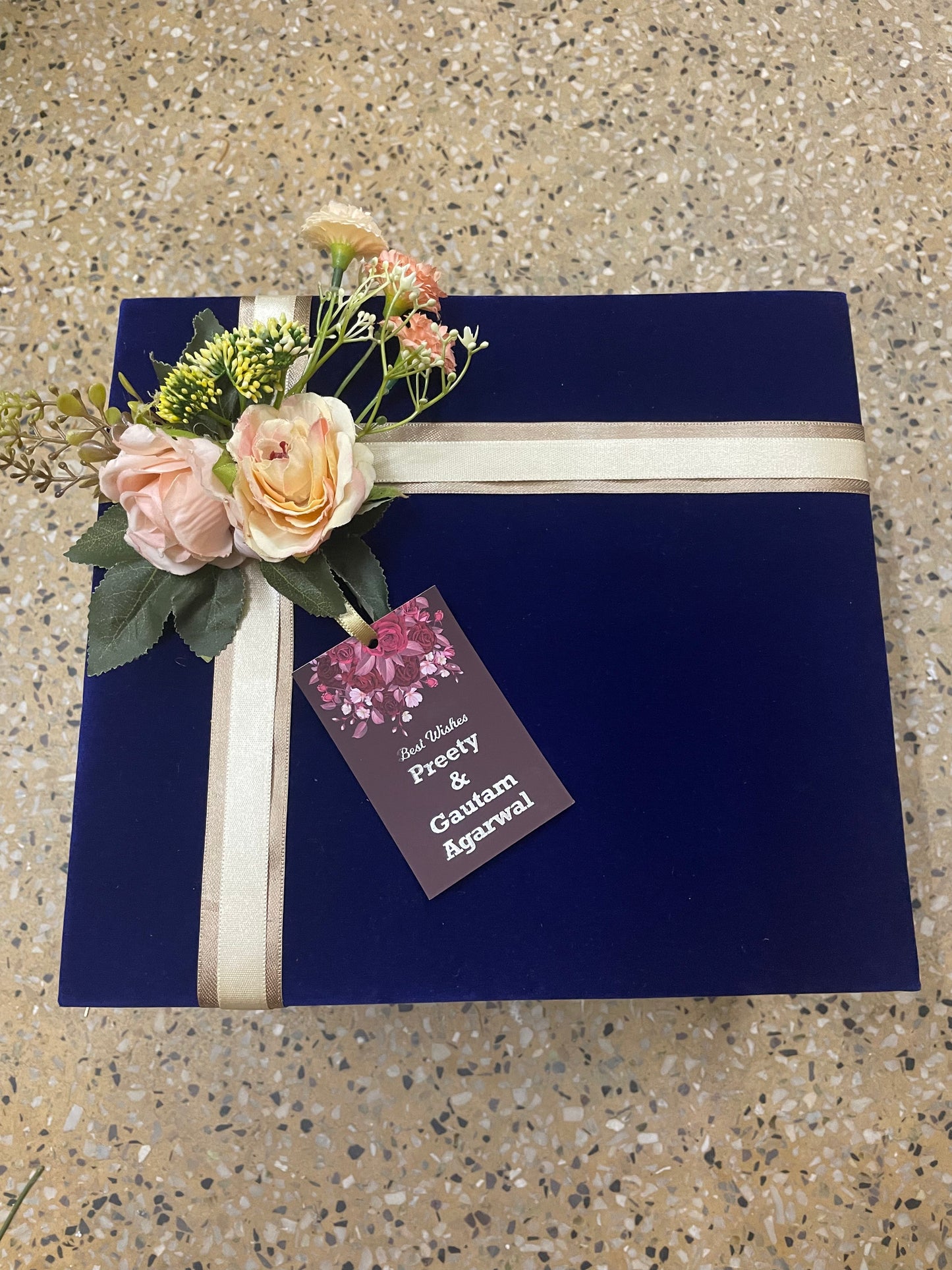 Blue with White Ribbon