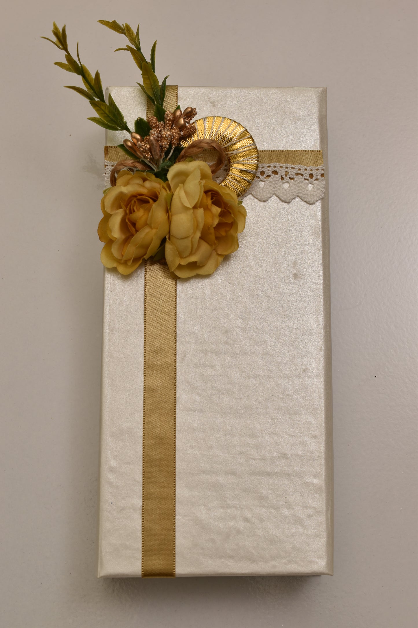 White Will Golden Ribbon Rectangle Gift Box