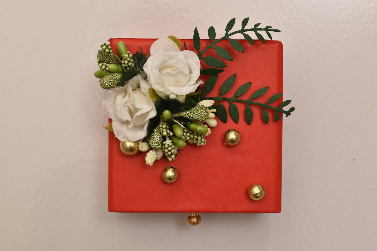 Red And White Flower With Leaves