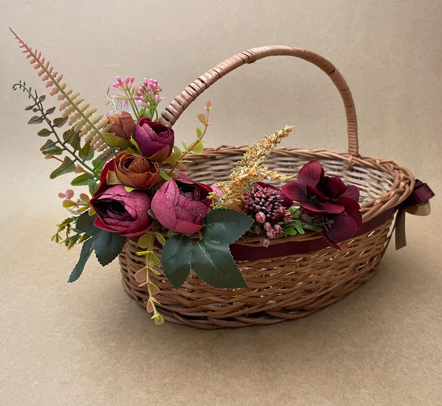 Rustic Floral Wicker Basket