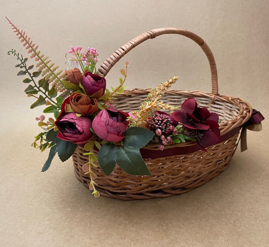 Rustic Floral Wicker Basket