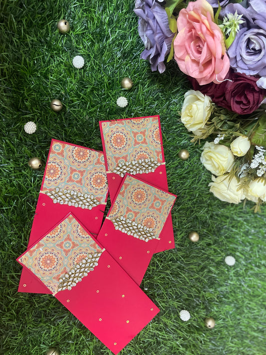 Festive Pink Mandala & Kundan Envelope