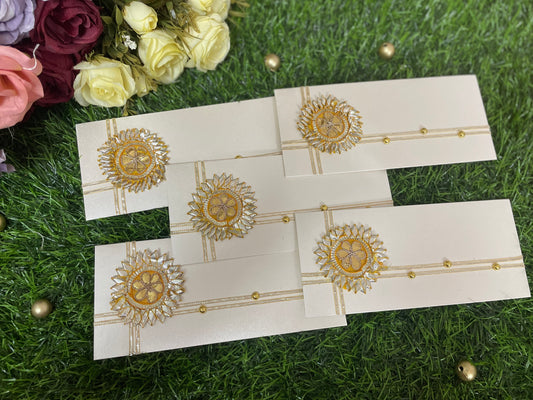 Cream & Gold Zari Sunflower Envelope