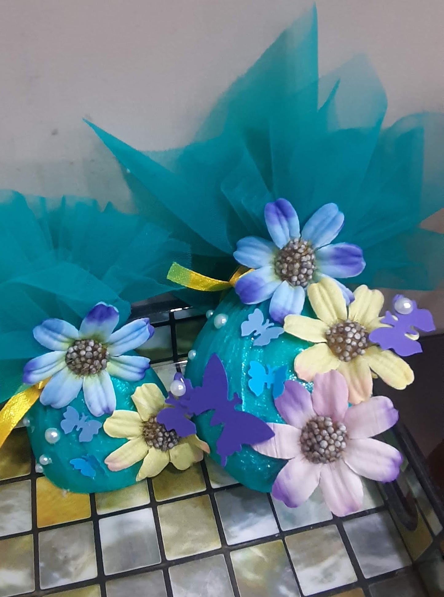 Teal Butterfly & Flower Gut Nariyal Set