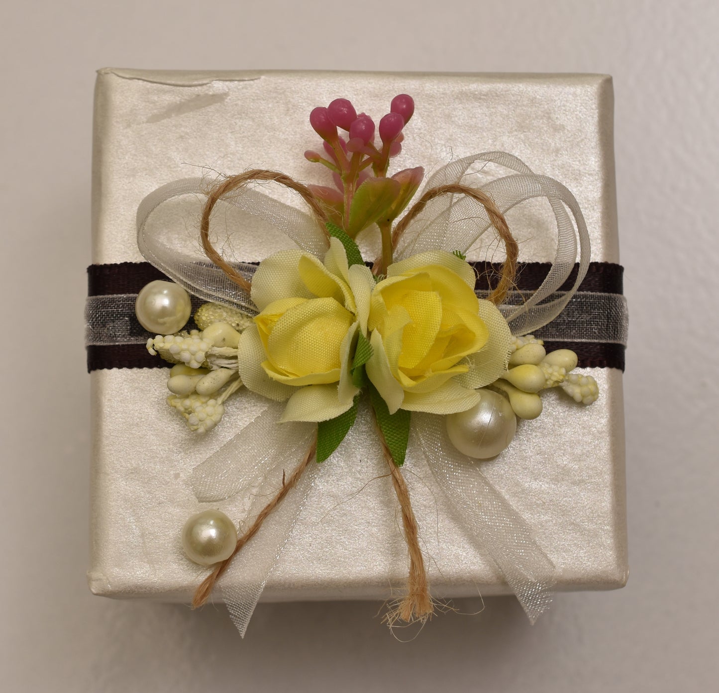 White with Yellow Flower