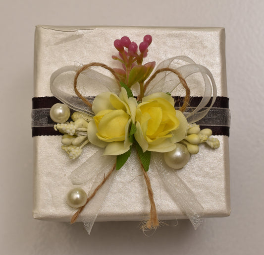 White with Yellow Flower