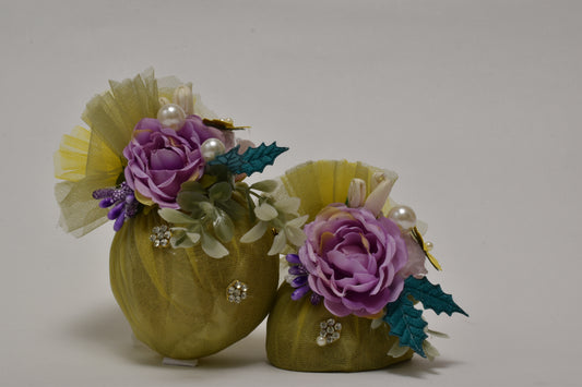 Mustard & Purple Rose Gut Nariyal Set