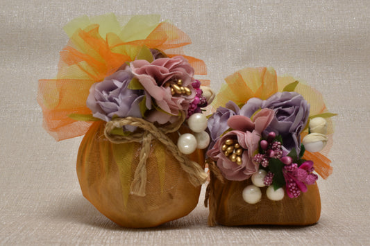 Brown Tulle Pastel Rose Gut Nariyal Set