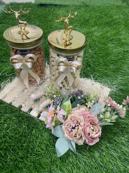 Dry Fruit & Golden Deer Jar Platter