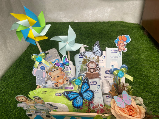 Baby Toiletaries & Pinwheel Hamper Set
