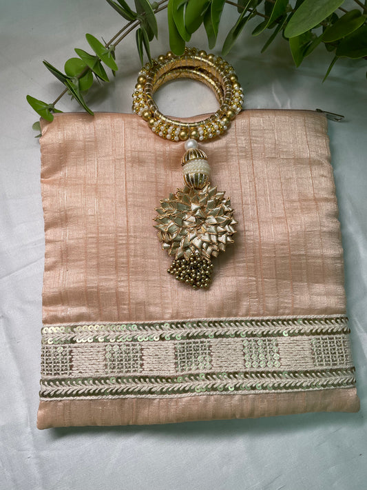 Pink & White Glitter Potli