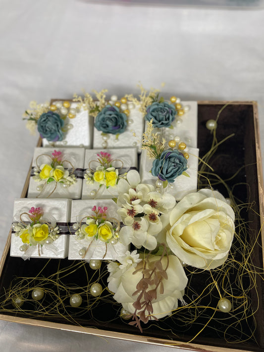 Assorted Teal & Yellow Shimmer Favor Boxes (Bulk Set)