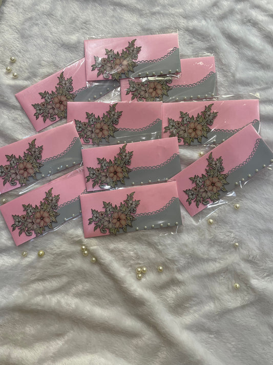 Elegant Pink & Grey Pearl Envelope