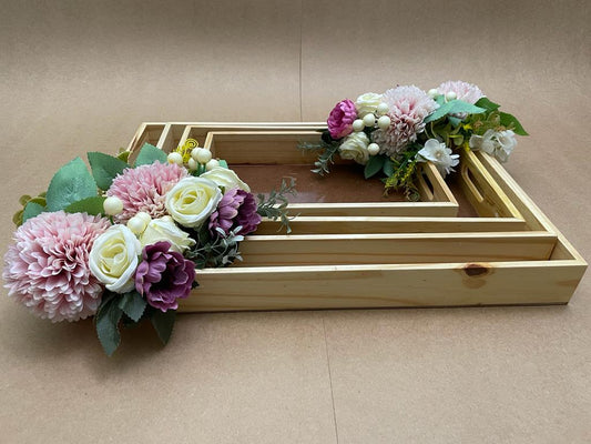 Vibrant Floral Nested Tray Set
