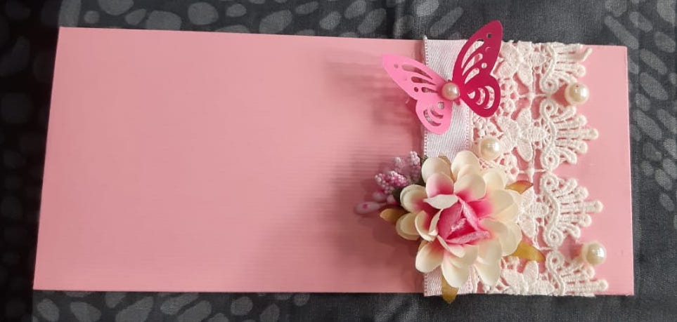 Pink Lace & Butterfly Envelope