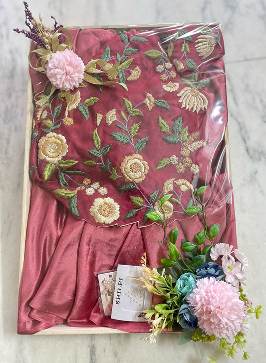 Mauve Embroidered Dress Trousseau
