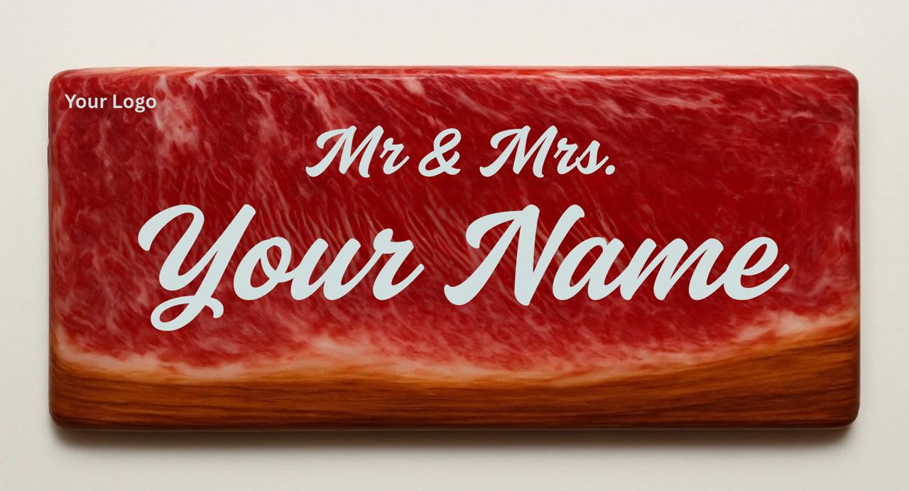 Red Wavy Resin - Wood Name Plate