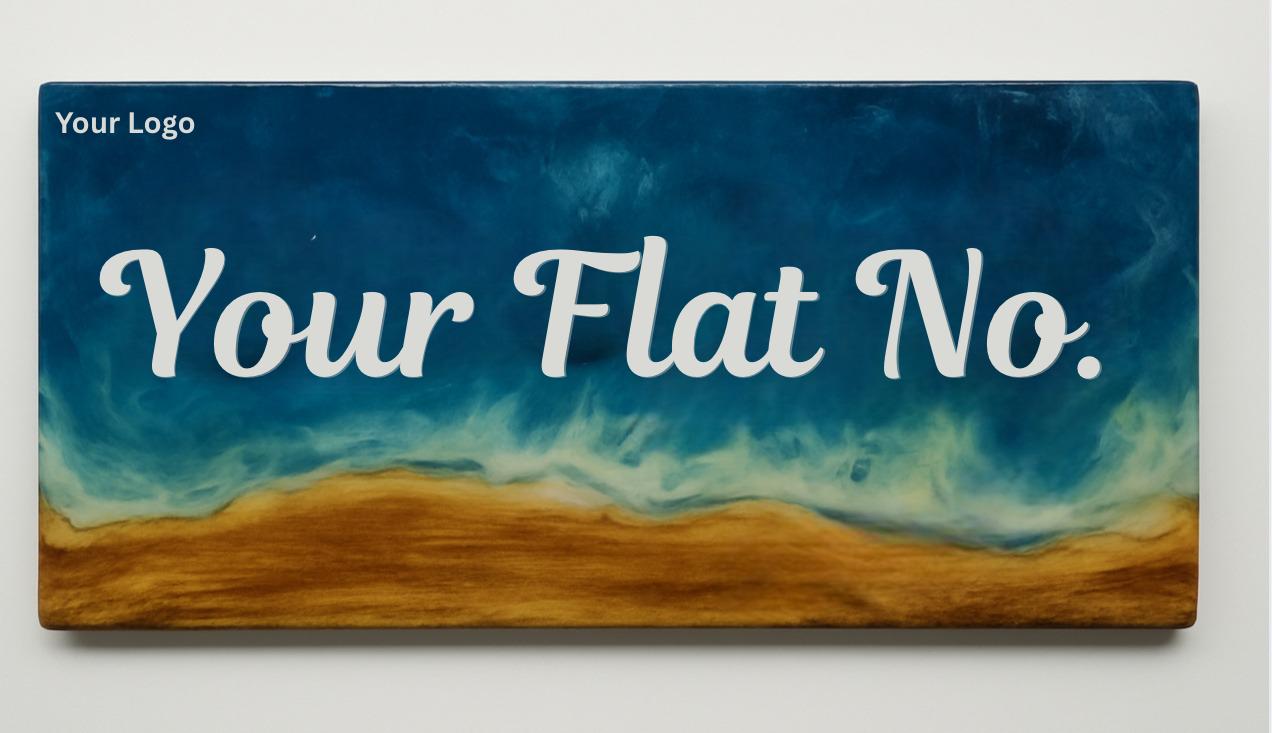 Blue Ocean Feel Resin - Wood Name Plate