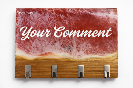 Red Wavy Resin - Wood Key Holder