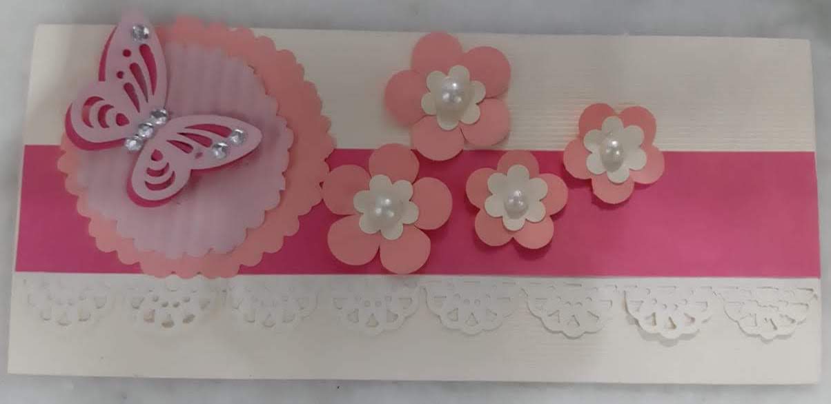 Pink Paper Flower Envelope