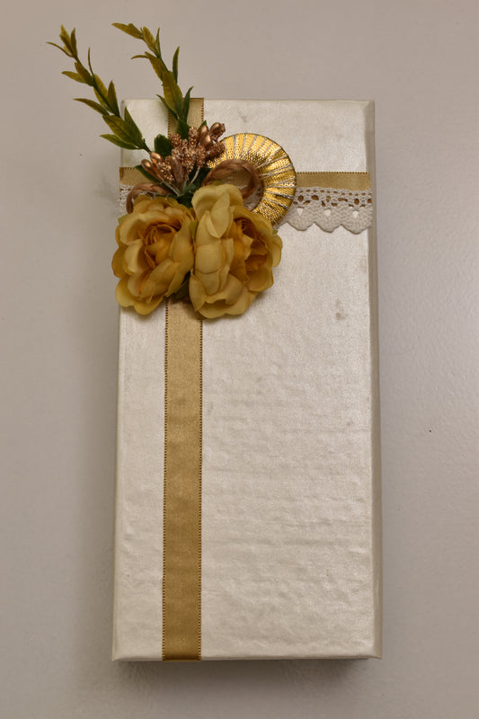 White Will Golden Ribbon Rectangle Gift Box