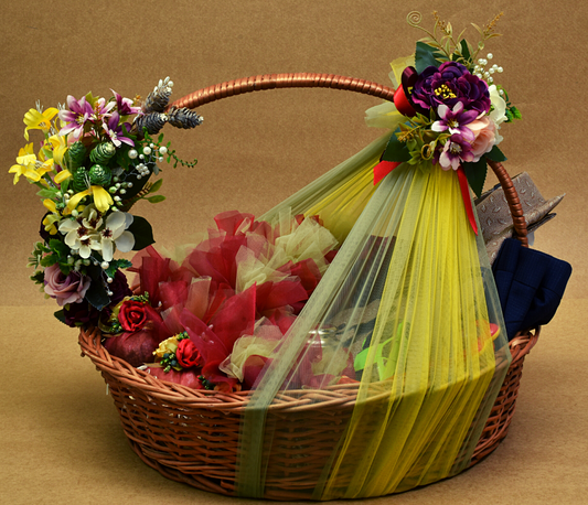 Red Floral Bhaat Basket